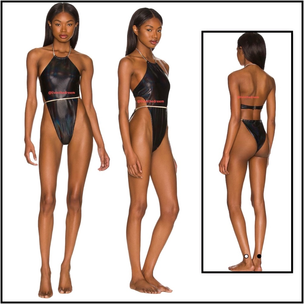 NWT Lovewave Revolve The Moxie One Piece in Black Sparkle SZ L $168